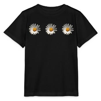 3 daisies, flower, spring, summer, garden, - Stanley/Stella MINI CREATOR Kids’ T-Shirt - black - Front - Mikhail (115cm)