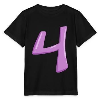 Nummer 4 Zahl Ziffer - Stanley/Stella Kinder T-Shirt MINI CREATOR  - Schwarz - Vorne - Mikhail (115cm)