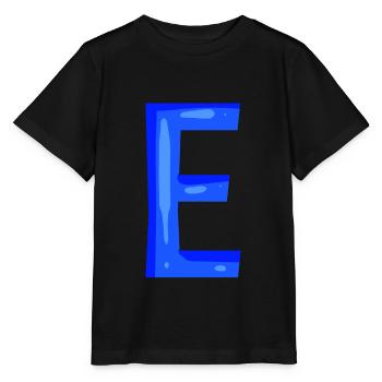 Buchstabe E Anfangsbuchstabe Blau - Stanley/Stella Kinder T-Shirt MINI CREATOR  - Schwarz - Vorne - Mikhail (115cm)