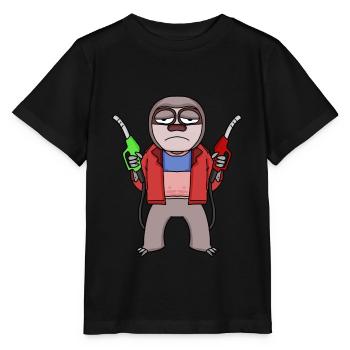 Gas station attendant sloth gas station - Stanley/Stella MINI CREATOR Kids’ T-Shirt - black - Front - Mikhail (115cm)