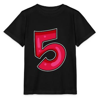 Ziffer 5 Zahl Rot - Stanley/Stella Kinder T-Shirt MINI CREATOR  - Schwarz - Vorne - Mikhail (115cm)