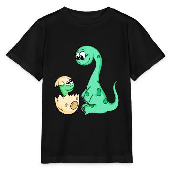 Dinosaur with Baby Dinosaur - Stanley/Stella MINI CREATOR Kids’ T-Shirt - black - Front - Mikhail (115cm)