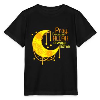 Islam Shirt Crescent Saying Allah - Stanley/Stella MINI CREATOR Kids’ T-Shirt - black - Front - Mikhail (115cm)