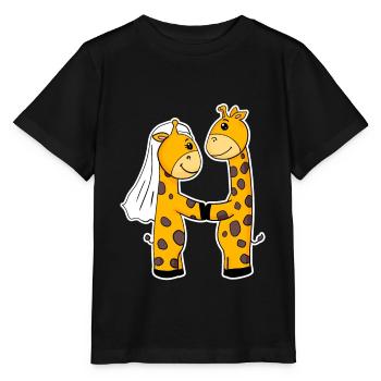 Married giraffes - Stanley/Stella MINI CREATOR Kids’ T-Shirt - black - Front - Mikhail (115cm)