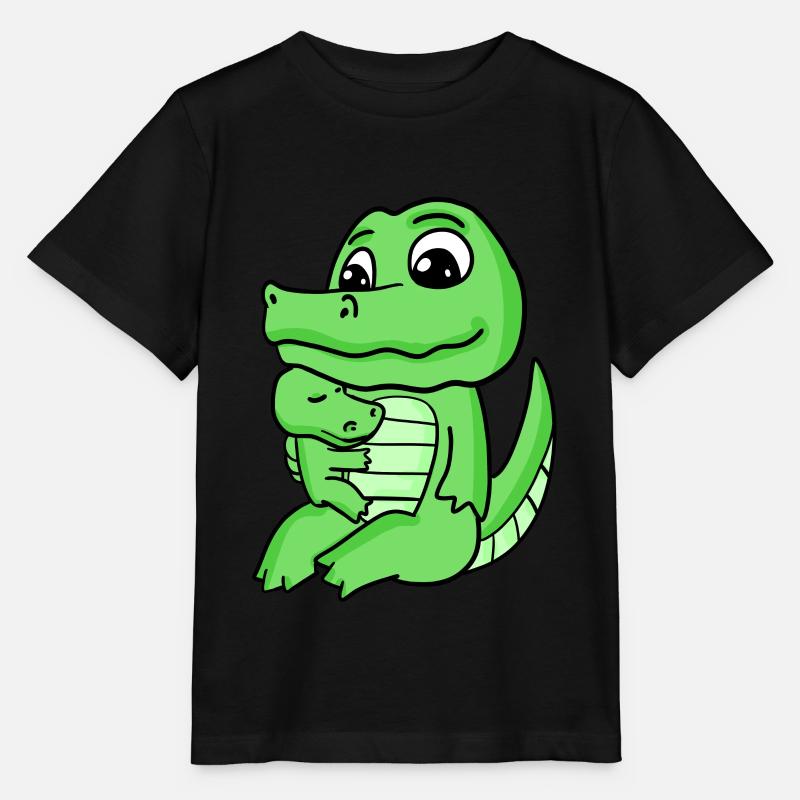 Famille crocodile - Crocodile avec bébé - Crocodile - T-shirt bio MINI CREATOR Stanley/Stella Enfant - noir