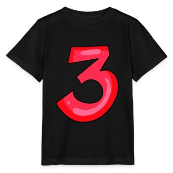 3 rot - Zahl Drei - Ziffer - Stanley/Stella Kinder T-Shirt MINI CREATOR  - Schwarz - Vorne - Mikhail (115cm)
