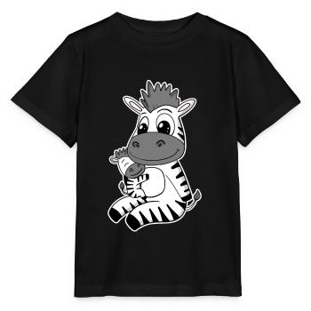 Famille Zèbre - Zèbre avec bébé - Zèbre - T-shirt bio MINI CREATOR Stanley/Stella Enfant - noir - Devant - Mikhail (115cm)