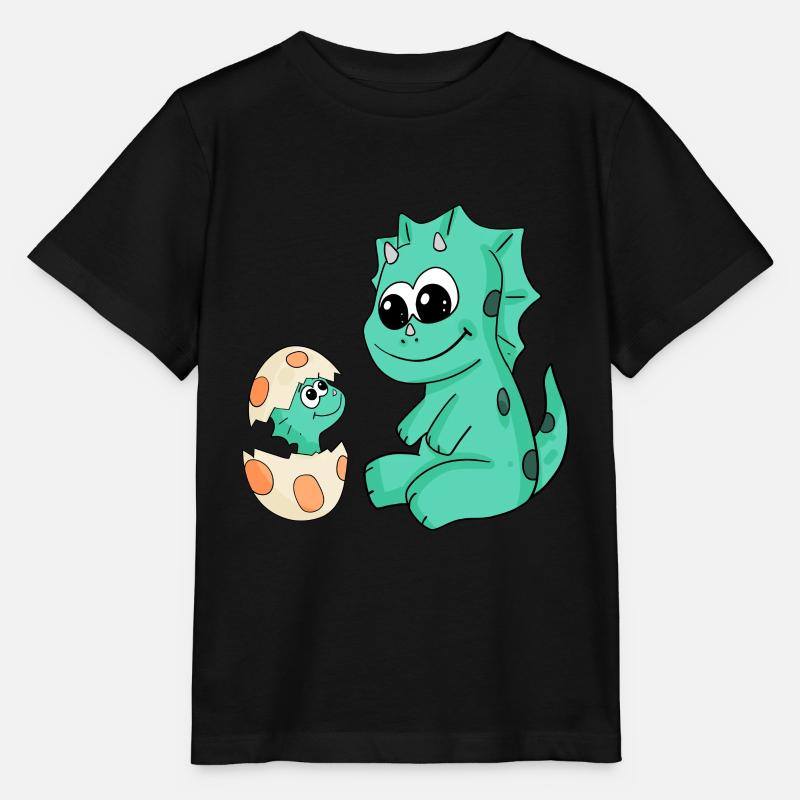 Dinosaurier mit Baby Dinosaurier - Stanley/Stella Kinder T-Shirt MINI CREATOR  - Schwarz