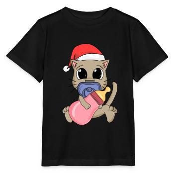 Bébé Chat Noël - T-shirt bio MINI CREATOR Stanley/Stella Enfant - noir - Devant - Mikhail (115cm)