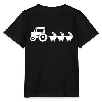 Traktor mit Babywagen - Drillinge - Stanley/Stella Kinder T-Shirt MINI CREATOR  - Schwarz - Vorne - Mikhail (115cm)
