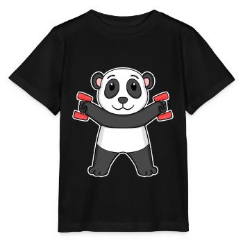 Panda Hantel Hanteln Fitness Gym - Stanley/Stella Kinder T-Shirt MINI CREATOR  - Schwarz - Vorne - Mikhail (115cm)
