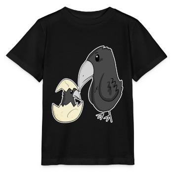 Crow with baby crow - Stanley/Stella MINI CREATOR Kids’ T-Shirt - black - Front - Mikhail (115cm)