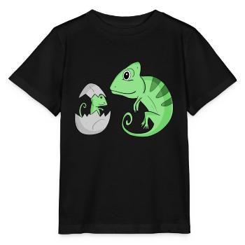 Caméléon avec bébé caméléon - T-shirt bio MINI CREATOR Stanley/Stella Enfant - noir - Devant - Mikhail (115cm)