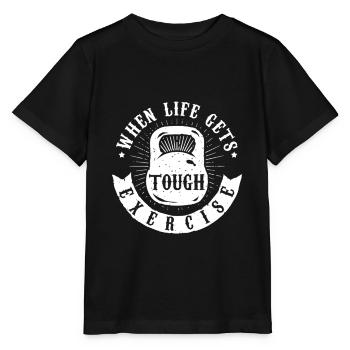 When Life Gets Tough Exercise Dumbbell Exercising - Stanley/Stella MINI CREATOR Kids’ T-Shirt - black - Front - Mikhail (115cm)