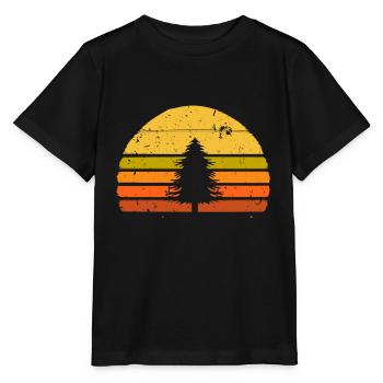 Retro beunruhigter Kiefer-Weihnachtsweihnachtswald - Stanley/Stella Kinder T-Shirt MINI CREATOR  - Schwarz - Vorne - Mikhail (115cm)
