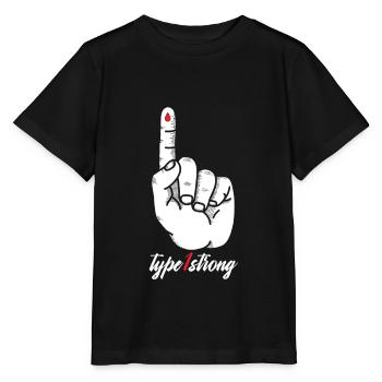 Typ 1 Starke Blutgruppe Finger Blut Geschenk - Stanley/Stella Kinder T-Shirt MINI CREATOR  - Schwarz - Vorne - Mikhail (115cm)
