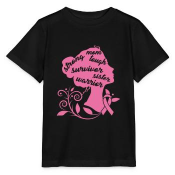 Starkes Mutter-starkes Brustkrebs-Überlebend-Geschenk - Stanley/Stella Kinder T-Shirt MINI CREATOR  - Schwarz - Vorne - Mikhail (115cm)