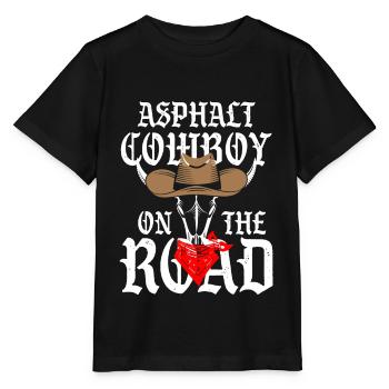 Autobahn-LKW-LKW-Fahrer-Asphalt-Cowboy auf - Stanley/Stella Kinder T-Shirt MINI CREATOR  - Schwarz - Vorne - Mikhail (115cm)