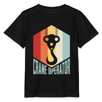 Retro Crane Construction Crane Vintage Crane Driver Crane Operator - Stanley/Stella MINI CREATOR Kids’ T-Shirt - black - Front - Mikhail (115cm)