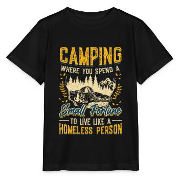 Camping, dépensez une petite fortune. - T-shirt bio MINI CREATOR Stanley/Stella Enfant - noir - Devant - Mikhail (115cm)