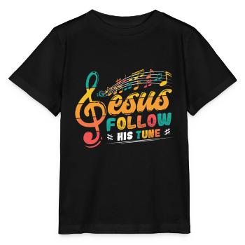 Jesus, clef, music, religious. - Stanley/Stella MINI CREATOR Kids’ T-Shirt - black - Front - Mikhail (115cm)
