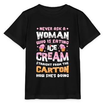 Traurige Frauen Herzschmerz Liebeskummer Eiscreme - Stanley/Stella Kinder T-Shirt MINI CREATOR  - Schwarz - Vorne - Mikhail (115cm)