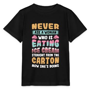 Traurige Frauen Herzschmerz Liebeskummer Eiscreme - Stanley/Stella Kinder T-Shirt MINI CREATOR  - Schwarz - Vorne - Mikhail (115cm)