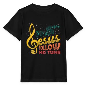 Jesus, clef, music, religious. - Stanley/Stella MINI CREATOR Kids’ T-Shirt - black - Front - Mikhail (115cm)