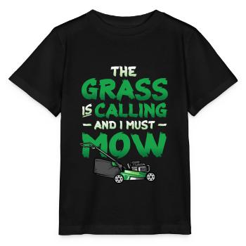 Het gras roept en ik gras maaien - Stanley/Stella Kinder-T-shirt MINI CREATOR  - zwart - Voor - Mikhail (115cm)
