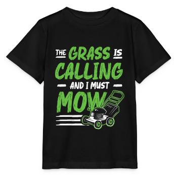 Het gras roept en ik gras maaien - Stanley/Stella Kinder-T-shirt MINI CREATOR  - zwart - Voor - Mikhail (115cm)