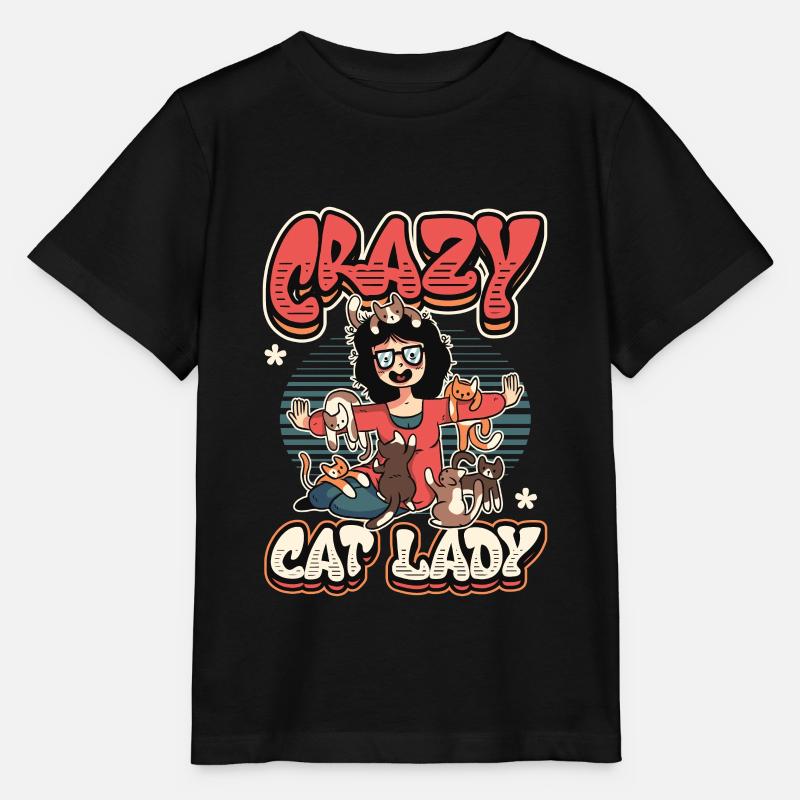 Verrückte Katzenlady - Stanley/Stella Kinder T-Shirt MINI CREATOR - Schwarz