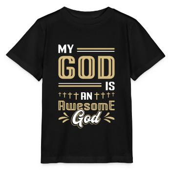 Mein Gott ist ein großartiger Gott. - Stanley/Stella Kinder T-Shirt MINI CREATOR  - Schwarz - Vorne - Mikhail (115cm)