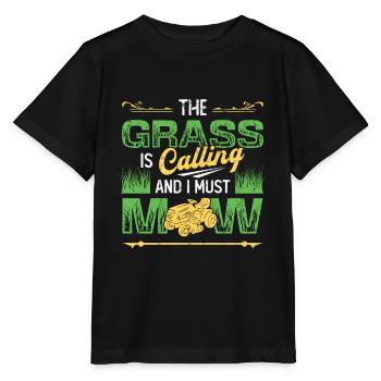 Het gras roept en ik gras maaien - Stanley/Stella Kinder-T-shirt MINI CREATOR  - zwart - Voor - Mikhail (115cm)