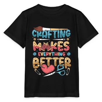 Crafting makes everything better, hobbyists - Stanley/Stella MINI CREATOR Kids’ T-Shirt - black - Front - Mikhail (115cm)