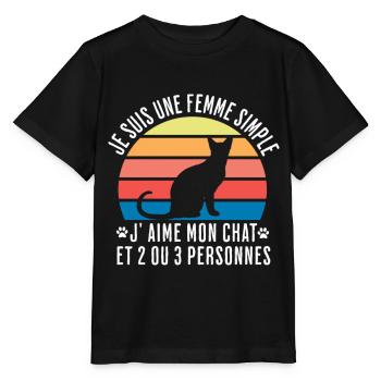 Chat j'aime mon chat humour femme cadeau chat - T-shirt bio MINI CREATOR Stanley/Stella Enfant - noir - Devant - Mikhail (115cm)