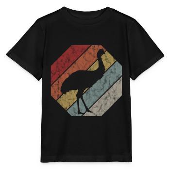 Emu Laufvogel Dromaius Strauß Australien Retro - Stanley/Stella Kinder T-Shirt MINI CREATOR  - Schwarz - Vorne - Mikhail (115cm)