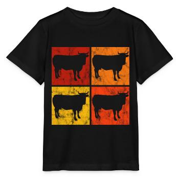 Vaches rétro bovin agriculteur agriculture vache fermage - T-shirt bio MINI CREATOR Stanley/Stella Enfant - noir - Devant - Mikhail (115cm)