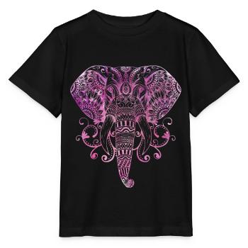 MANDALA ÉLÉPHANT GANESHA BOUDDHISME - T-shirt bio MINI CREATOR Stanley/Stella Enfant - noir - Devant - Mikhail (115cm)