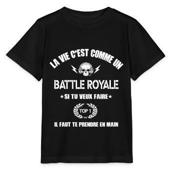 la vie c'est comme un battle royale,geek,gamer - T-shirt bio MINI CREATOR Stanley/Stella Enfant - noir - Devant - Mikhail (115cm)