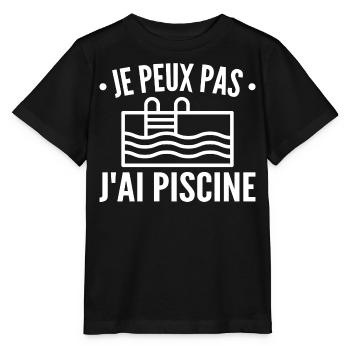 Je Peux Pas J'ai Piscine - T-shirt bio MINI CREATOR Stanley/Stella Enfant - noir - Devant - Mikhail (115cm)