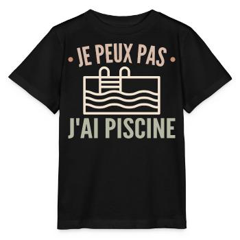 Je Peux Pas J'ai Piscine - T-shirt bio MINI CREATOR Stanley/Stella Enfant - noir - Devant - Mikhail (115cm)