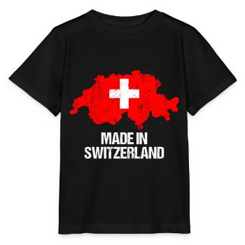 Suisse Carte suisse avec drapeau rouge - T-shirt bio MINI CREATOR Stanley/Stella Enfant - noir - Devant - Mikhail (115cm)