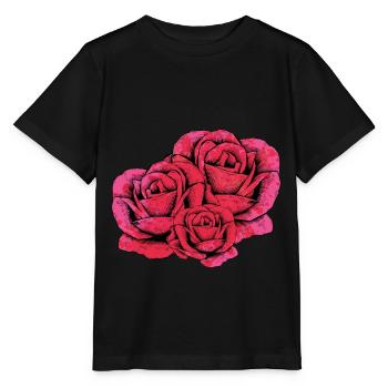 Fleur rose - T-shirt bio MINI CREATOR Stanley/Stella Enfant - noir - Devant - Mikhail (115cm)