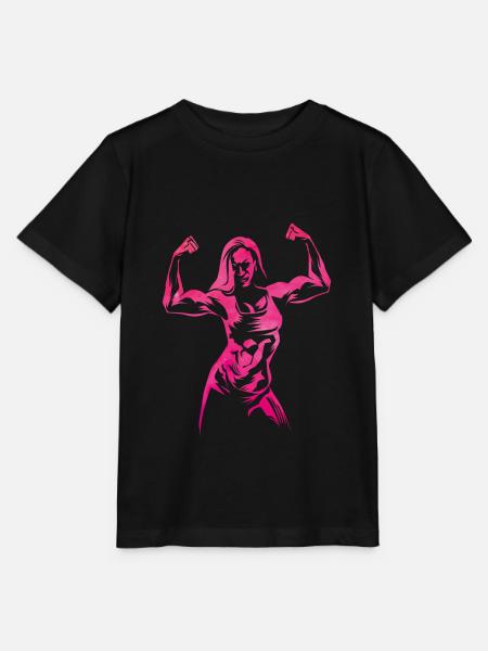 Frau Bodybuilderin Silhouette - Stanley/Stella Kinder T-Shirt MINI CREATOR - Schwarz