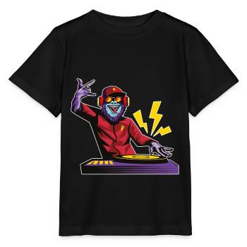 Monkey DJ Party Turntable - Stanley/Stella MINI CREATOR Kids’ T-Shirt - black - Front - Mikhail (115cm)
