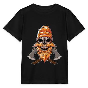 skull woodcutter ax wood - Stanley/Stella MINI CREATOR Kids’ T-Shirt - black - Front - Mikhail (115cm)