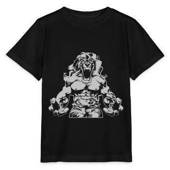 Lion Beast Fitness Muscle - T-shirt bio MINI CREATOR Stanley/Stella Enfant - noir - Devant - Mikhail (115cm)