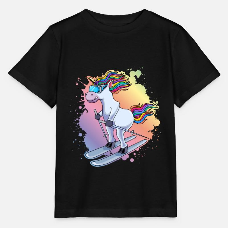 Piste de ski Einhorn Bunt Klecks - T-shirt bio MINI CREATOR Stanley/Stella Enfant - noir