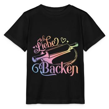 Ich liebe Backen Herz Nudelholz Bäcker - Stanley/Stella Kinder T-Shirt MINI CREATOR  - Schwarz - Vorne - Mikhail (115cm)