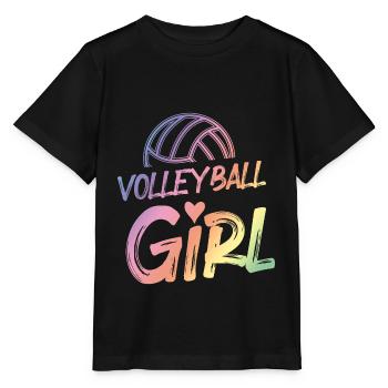 Volleyball Mädchen Herz Bunt - Stanley/Stella Kinder T-Shirt MINI CREATOR  - Schwarz - Vorne - Mikhail (115cm)